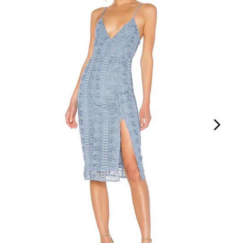 Lovers + Friends Saba Midi Dress in Dusty Blue